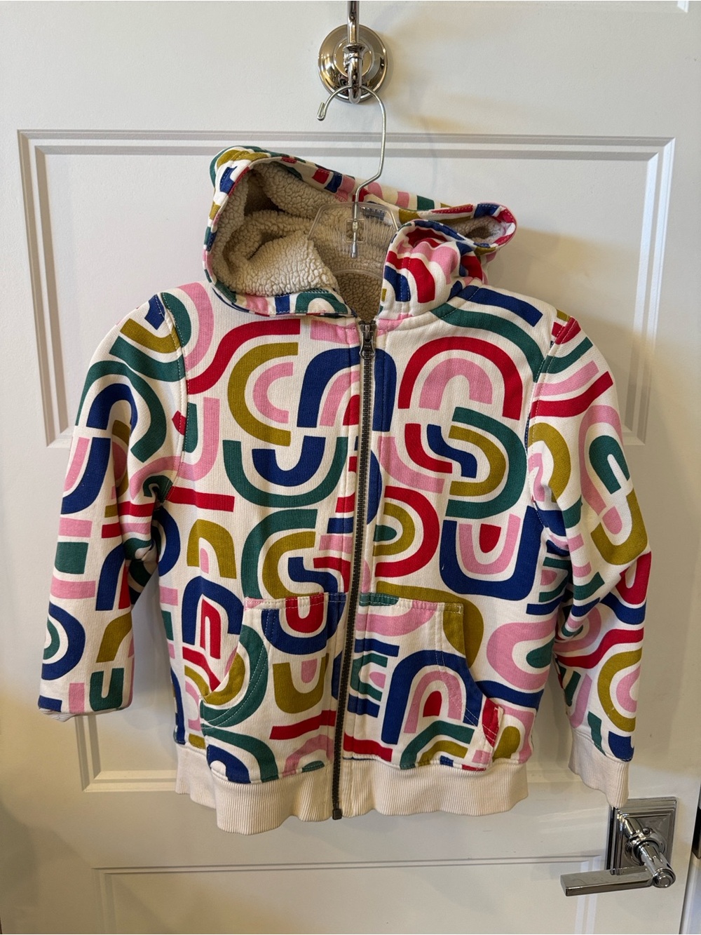 Hanna Andersson Multicolor Geometric Hooded Zip Jacket